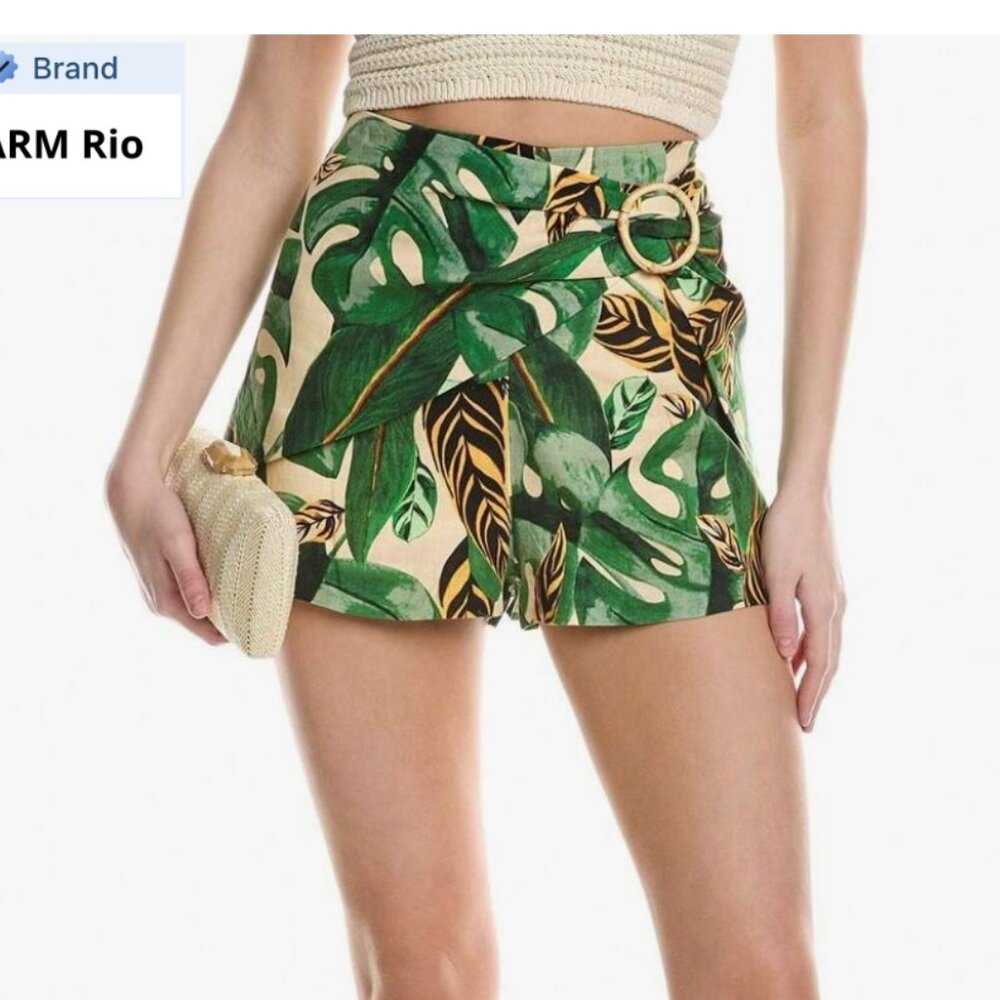 FARM Rio Jungle Green High Waist Shorts